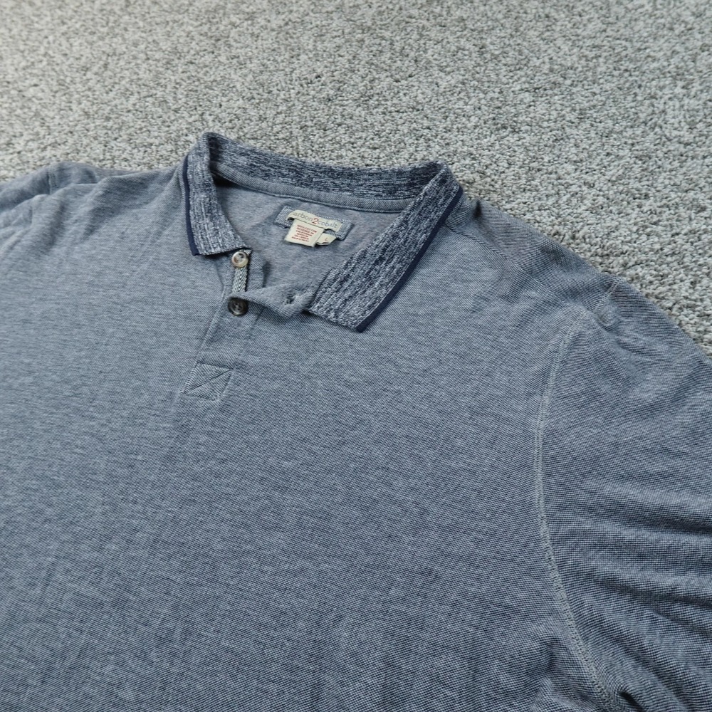 Carbon2cobalt Polo Shirt Mens L Blue Jersey Short Sleeve Golf Preppy Casual Top